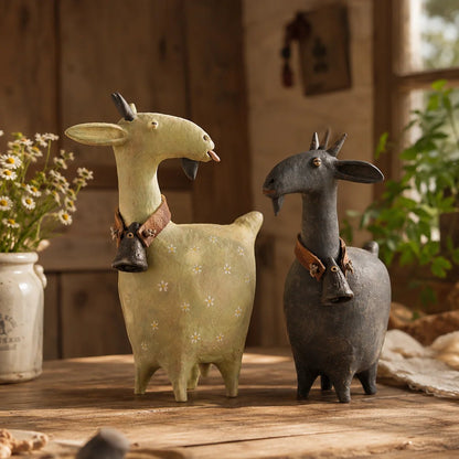 Charming Farmhouse Goat Figurines – 2-Piece Set