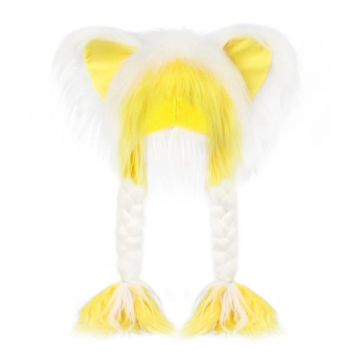 White yellow animal ear hat