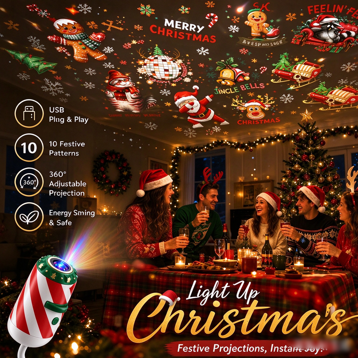 Merry Ride Christmas Car Projector Light