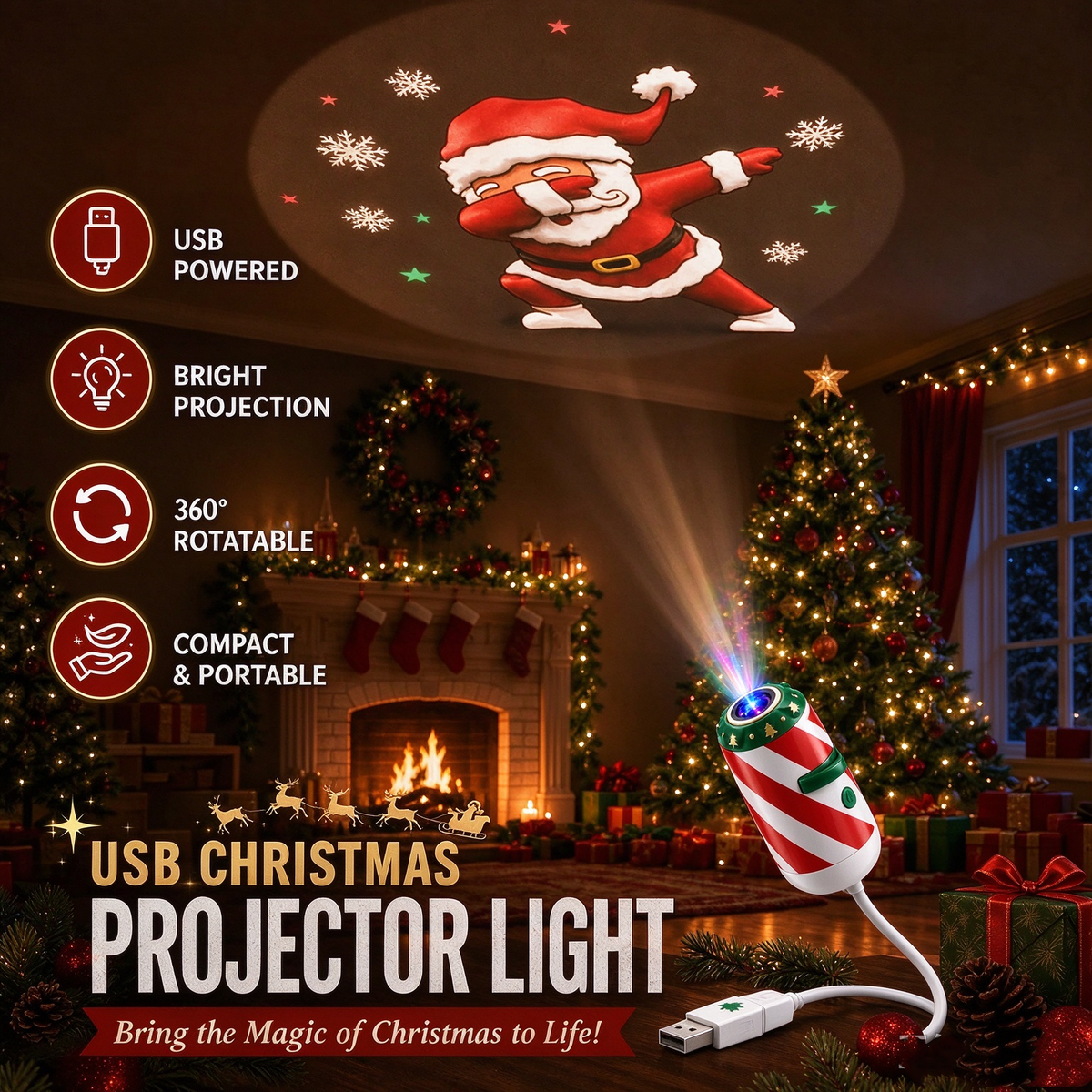 Merry Ride Christmas Car Projector Light