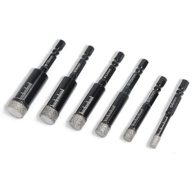 6Pcs dry diamond drill bit set sizes 6mm to 16mm
