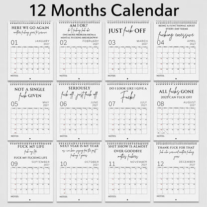 Fuck It Calendar 2027, Funny Sweary Wall Calendar