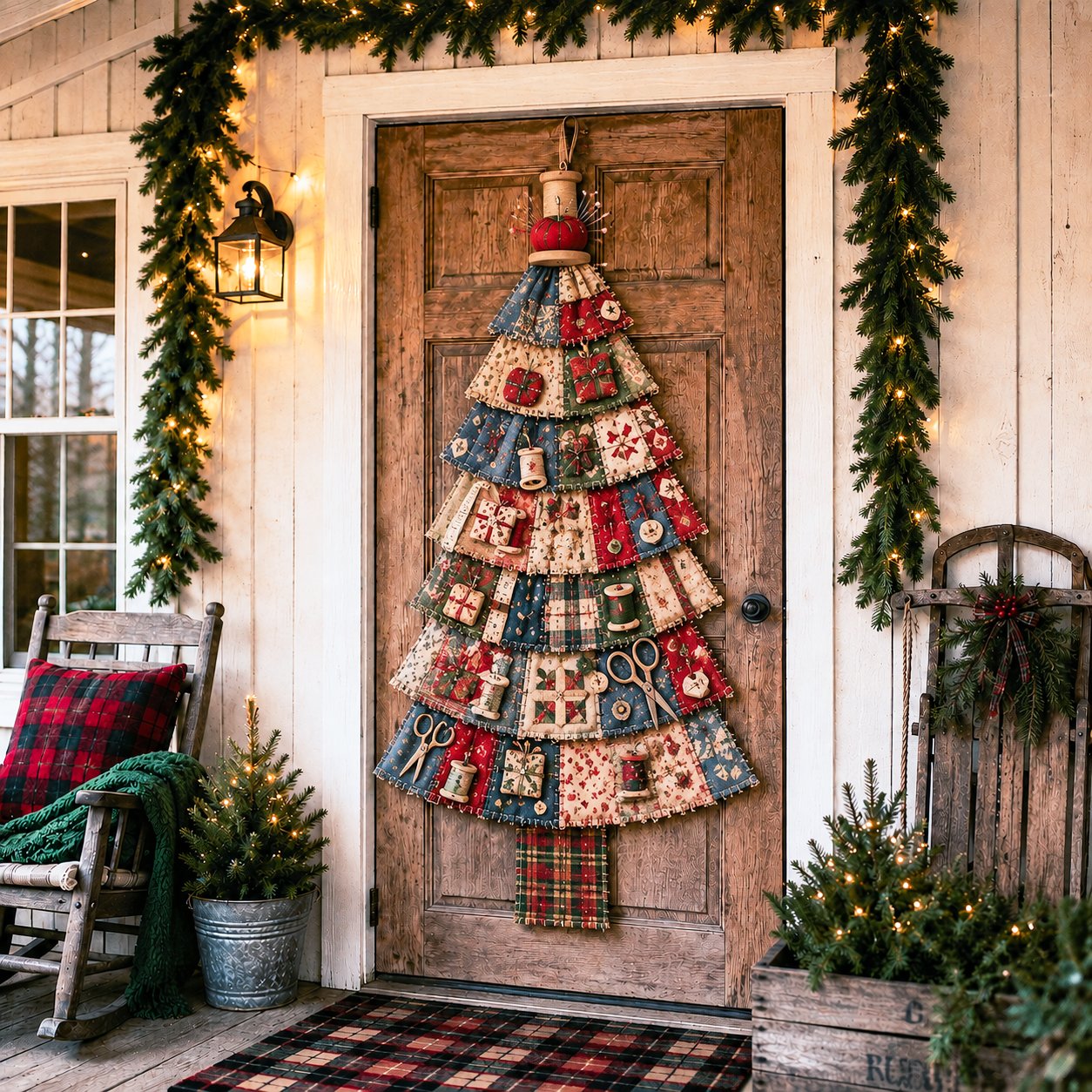 ⏳ Last Day 49% OFF – 🎄Beginner-Friendly DIY Oversized Patchwork Christmas Tree Door Hanging Kit  💕