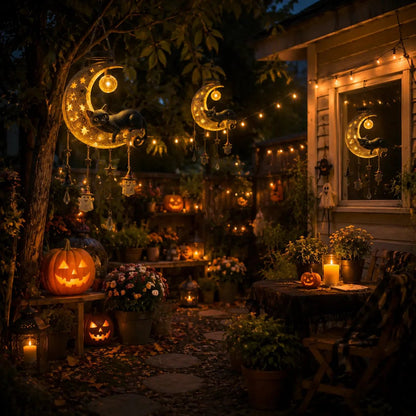 🌙 Every Breeze Carries a Little Halloween Magic——Solar Hanging Lantern for Outdoor Halloween Décor