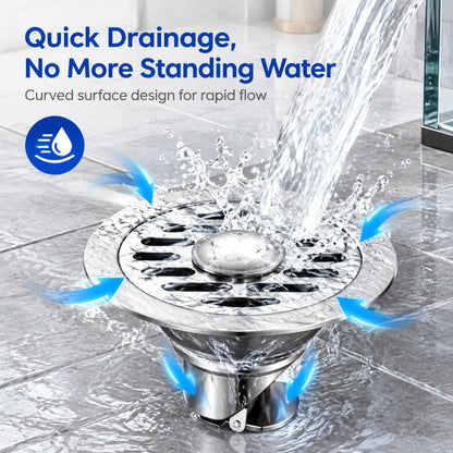 Stainless Steel Floor Drain 🚿 – 3.94' Gravity Seal with Hair Filter & Odor Control