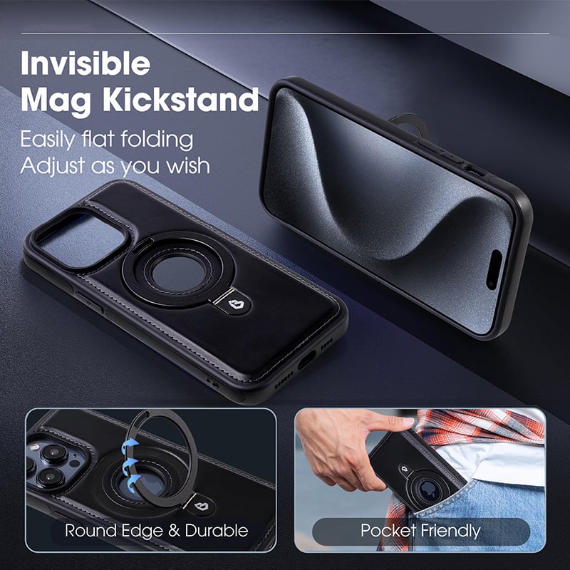 🔥New In Phone Case for iPhone 17 Series - Luxurious Leather Invisible Stand Case