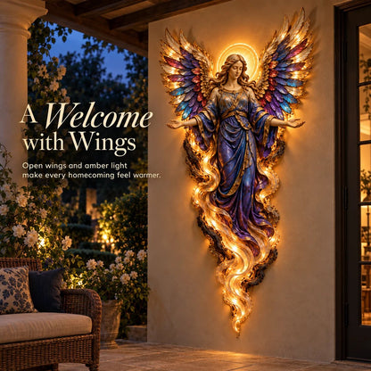 ✝️ Heavenly Radiance Lighted Angel Wall Sculpture | Gabriel or Michael