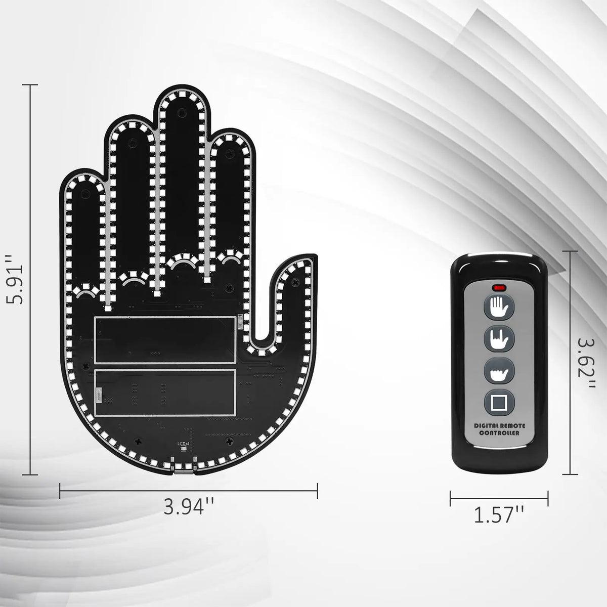 🎉DIBMS Remote Control LED Car Gesture Light – Rechargeable Finger Hand Sign for Rear Window