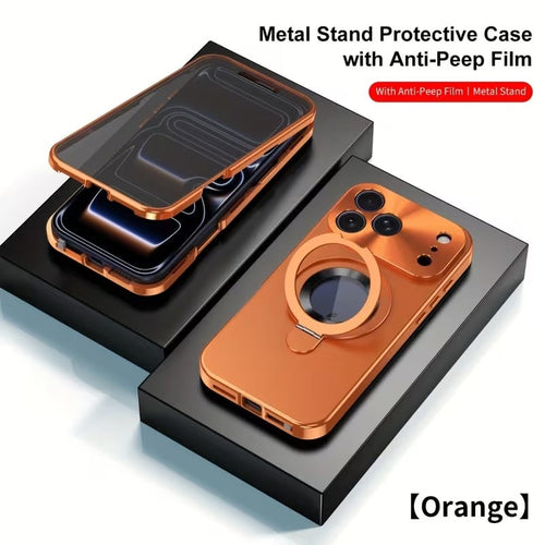 Privacy Screen & Magnetic Phone Case for iPhone with Stand Ring Holder