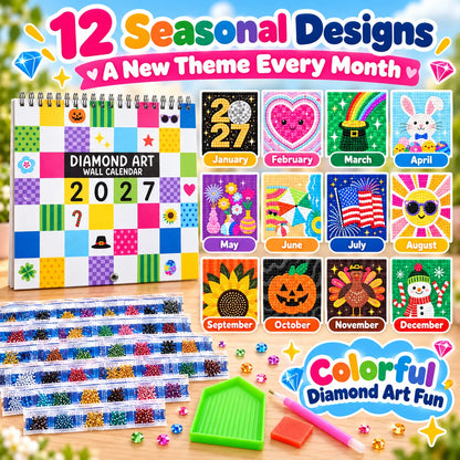 💎2027 Diamond Art Calendar Craft Kit | 12 Monthly Designs + Complete Gem Tools ✨