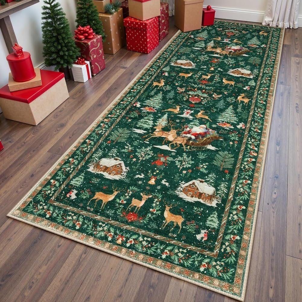 Soft Christmas Tree Santa Claus Carpet Runner