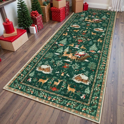 Soft Christmas Tree Santa Claus Carpet Runner