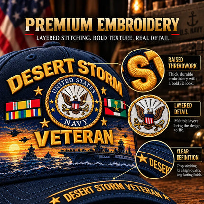 🎖️🇺🇸 Desert Storm 35th Anniversary Veteran Cap – Honoring Service, Brotherhood & Pride | 1991–2026