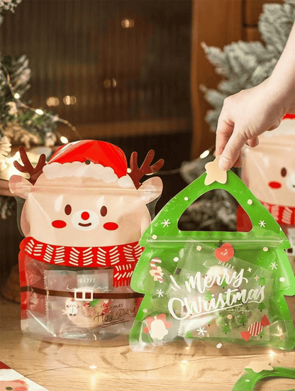 🎄Christmas Treat Bags, Kids Xmas Sealable Bags With Handle 10 PCS❄️