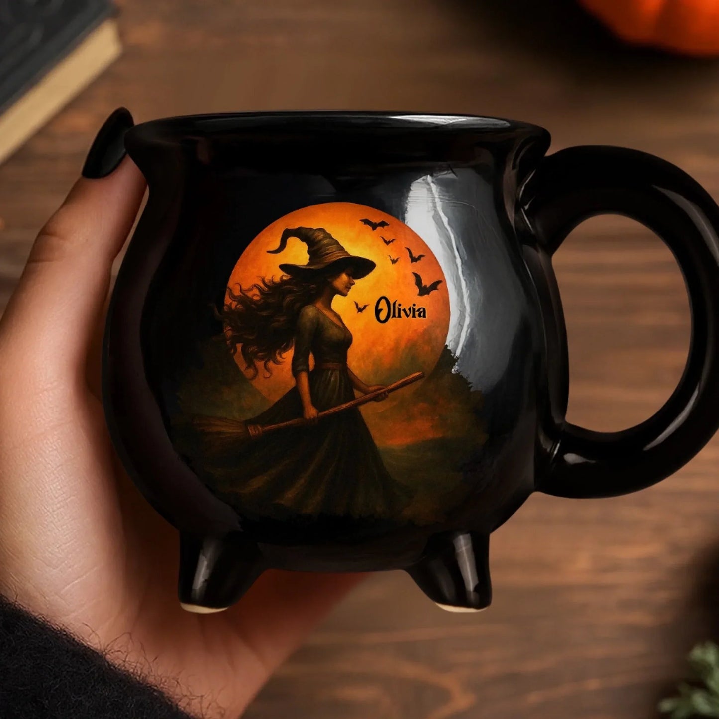 🎉Custom Witch Cauldron Coffee Mug - Personalized Halloween Witchy Gifts For Besties, Sisters, BFF, Family, Yourself - Witching You A Wicked Brew