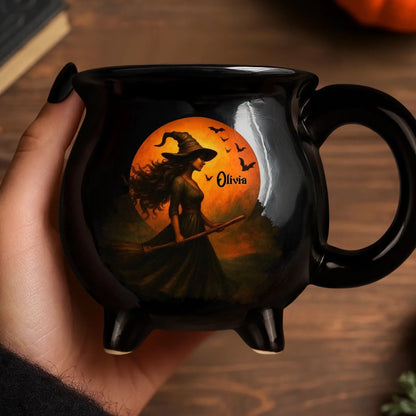 🎉Custom Witch Cauldron Coffee Mug - Personalized Halloween Witchy Gifts For Besties, Sisters, BFF, Family, Yourself - Witching You A Wicked Brew