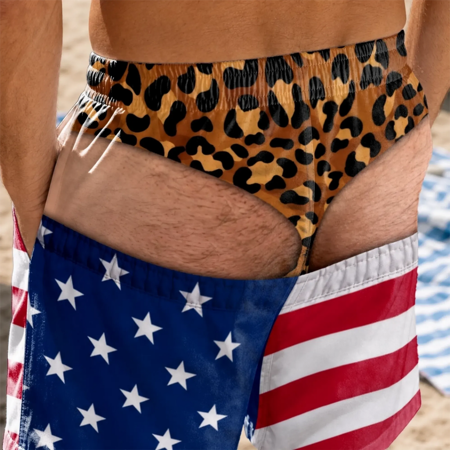 🏆50K+ Sold⚡Funny Patriotic “Wide Load” Men’s Swim Trunks