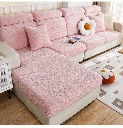 Luxury Floral Stretch Sofa Cover – Soft Jacquard, Full-Fit & Elegant