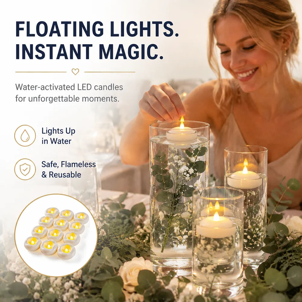 Floating LED Candles 🕯️ – Water-Activated Flameless Lights for Special Occasions