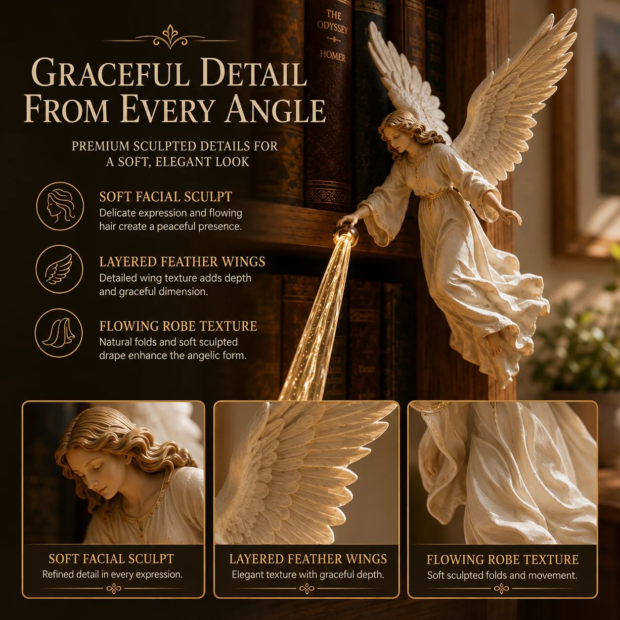🎁 Heavenly Guardian — Angel Beam Bookshelf Decor