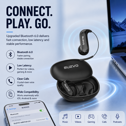 🎧 Ultra-Light Ear-Hook Wireless Earbuds – Secure Fit, Hi-Fi Sound & Long Battery Life