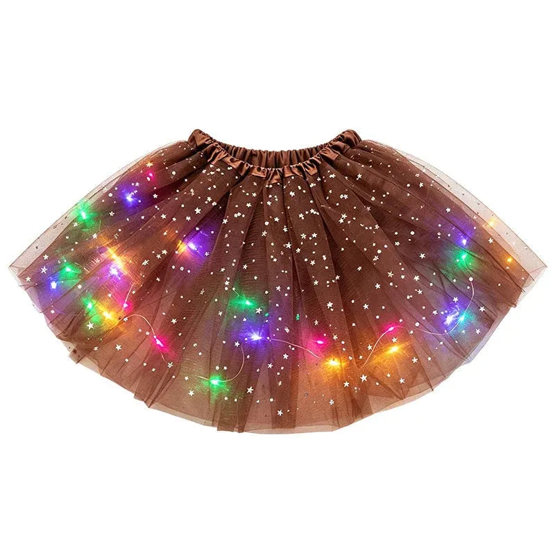 🎁LED Light Up Sequin Tutu Skirt Star Mesh Princess Skirt for Girls and Adults