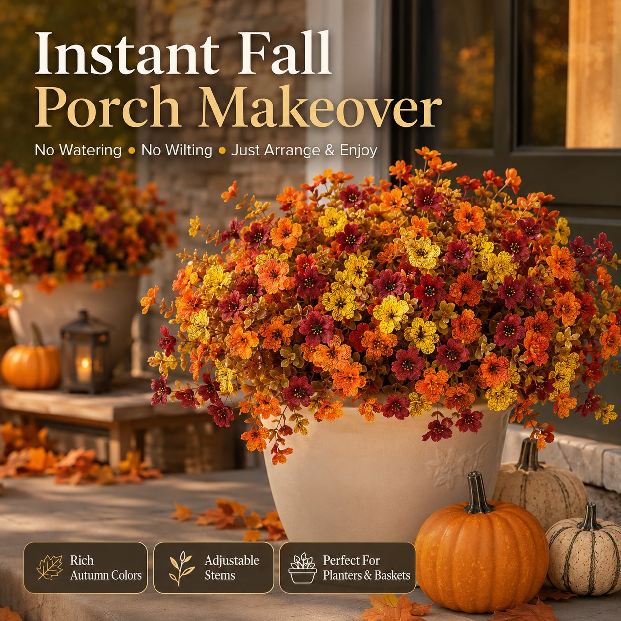 🍂 FALL SALE 49% OFF🌼 Faux Flower Bundles for Porch Decor