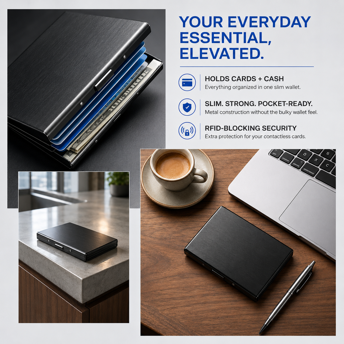 🔒 Slim RFID-Blocking Metal Card Holder
