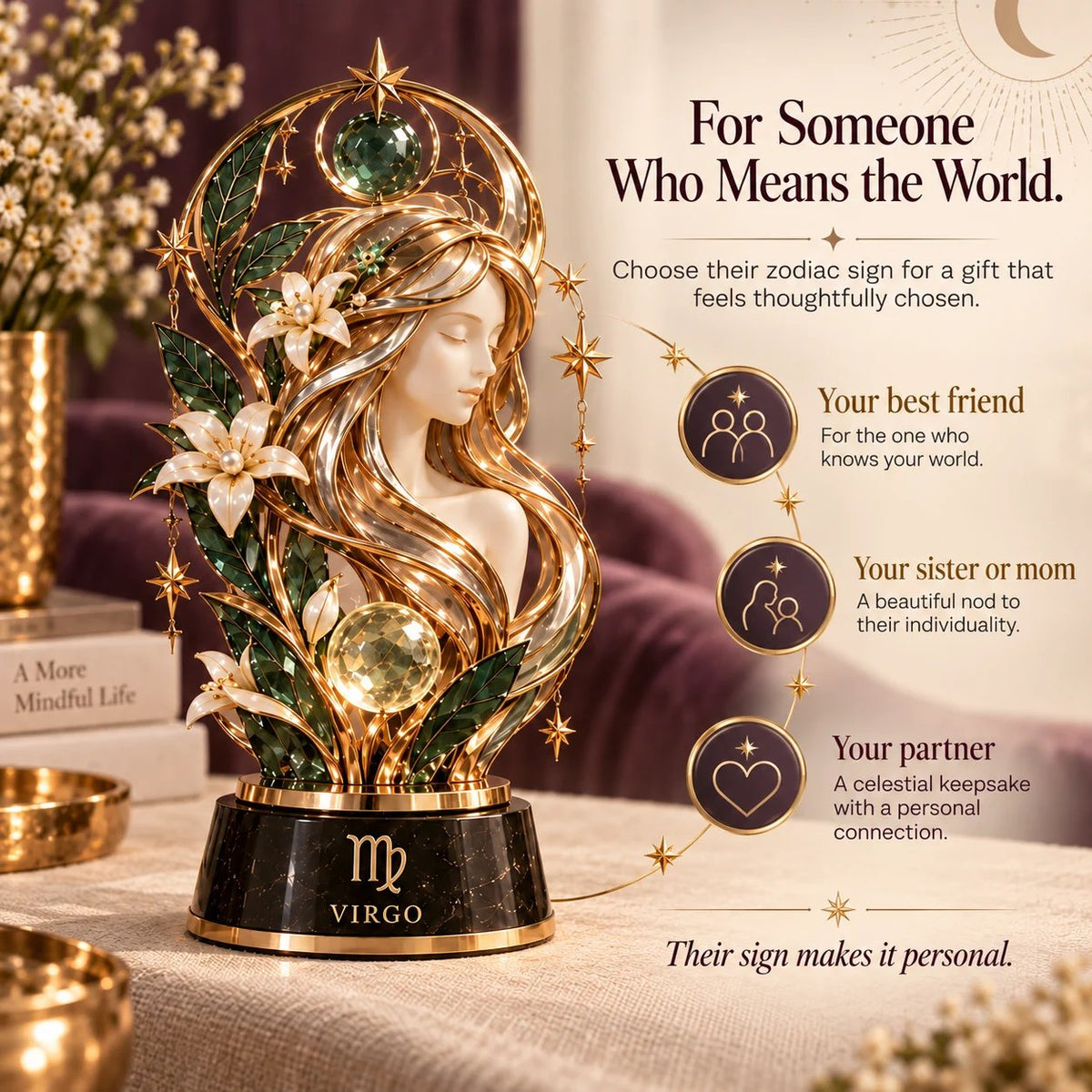 🔥HOT SALE🔥 49% OFF – 🌙 Celestial Zodiac Sculpture | 12 Jewel-Like Zodiac Designs with Golden Details ✨