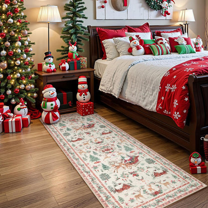 Soft Christmas Tree Santa Claus Carpet Runner
