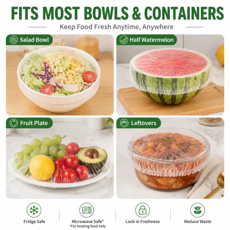 🔥🎁100PCS Disposable Stretch Food Covers for Bowls & Plates