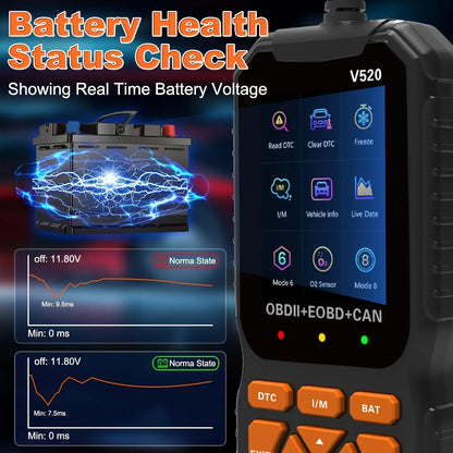 V520 OBD2 Scanner Car Diagnostic Tool, Code Reader with Live Data Stream, Battery Voltage Test & I/M Readiness for All OBDII Vehicles