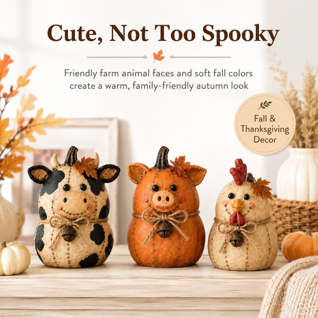 💥🏆Rustic Farm Pumpkin Friends Decor Set
