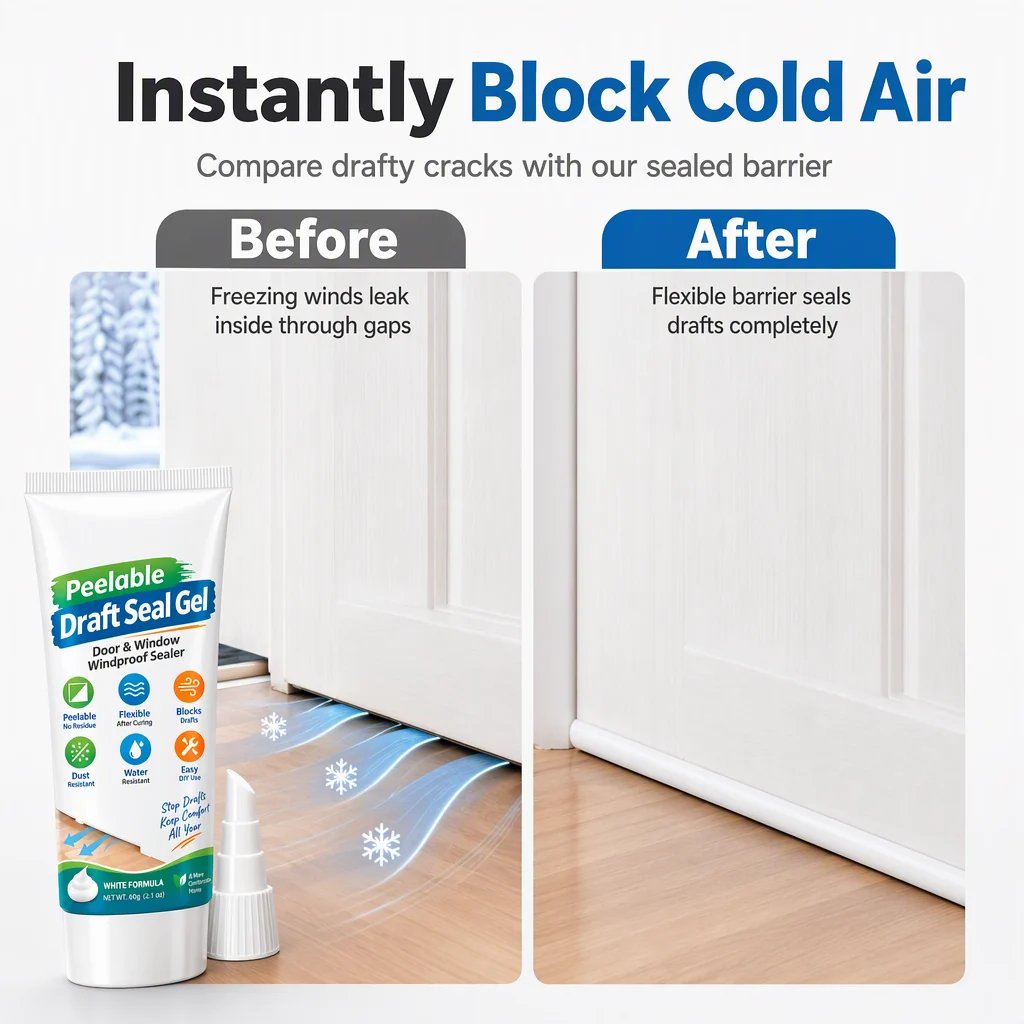 White Peelable Window and Door Gap Sealant Windproof Draft Stopper with Plastic Scraper