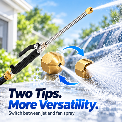 💧 High-Pressure Long-Reach Garden Hose Spray Wand with Jet & Fan Tips 🌿
