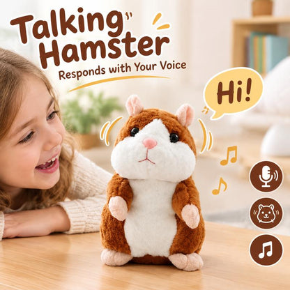 🐹🎁50% OFF NOW! Talking Hamster Plush Toy – Repeats What You Say, Auto Head Shaking Interactive Stuffed Animal, Hilarious Educational Toy for Kids & Party Fun