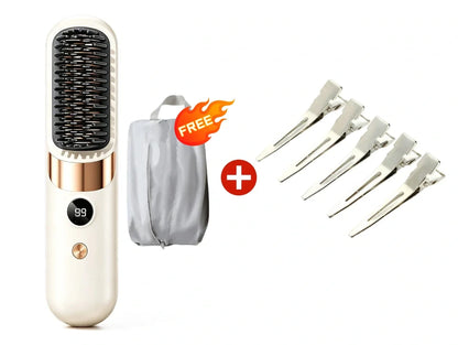 💇‍♀️ 3-in-1 Cordless Hair Straightening Brush – Straighten, Curl & Detangle Anywhere