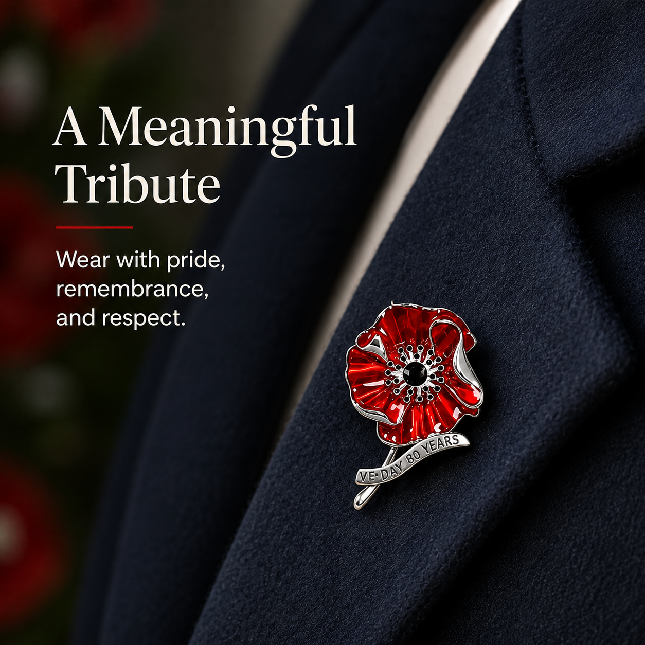 🎁 VE Day 80th Anniversary Poppy Brooch