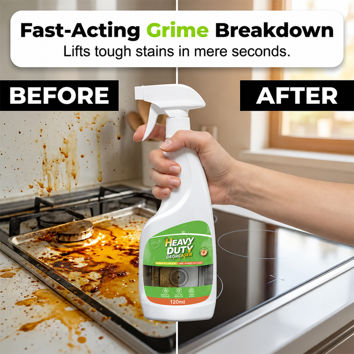 ✨🧽 Heavy-Duty Grease Remover Spray – Fast Kitchen Cleaning with a Sweet Peach Scent
