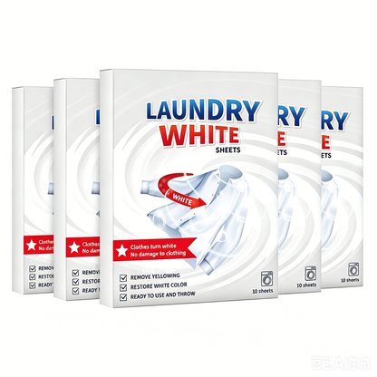 🤍 Laundry Whitening Sheets for White Clothes – Deep Stain & Yellowing Remover, Easy Toss-and-Wash Laundry Booster ✨