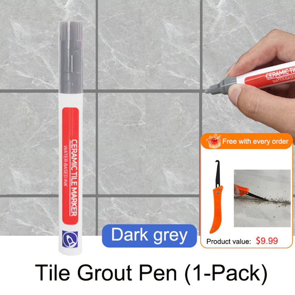 Anti-Mold Waterproof Tile Grout Repair Pen – Quick-Dry Grout Color Restorer