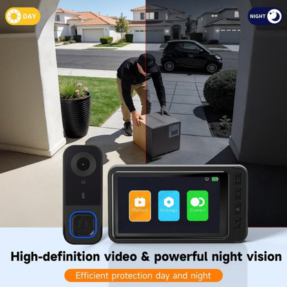 🔔1080P Video Doorbell with 4.3″ Indoor Monitor— No App or Home Wi-Fi