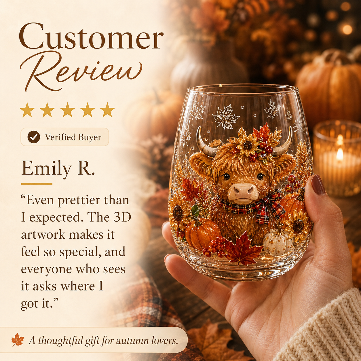 🍂Autumn Harvest 2D Glass Cup Gift Set – 6 Festive Designs