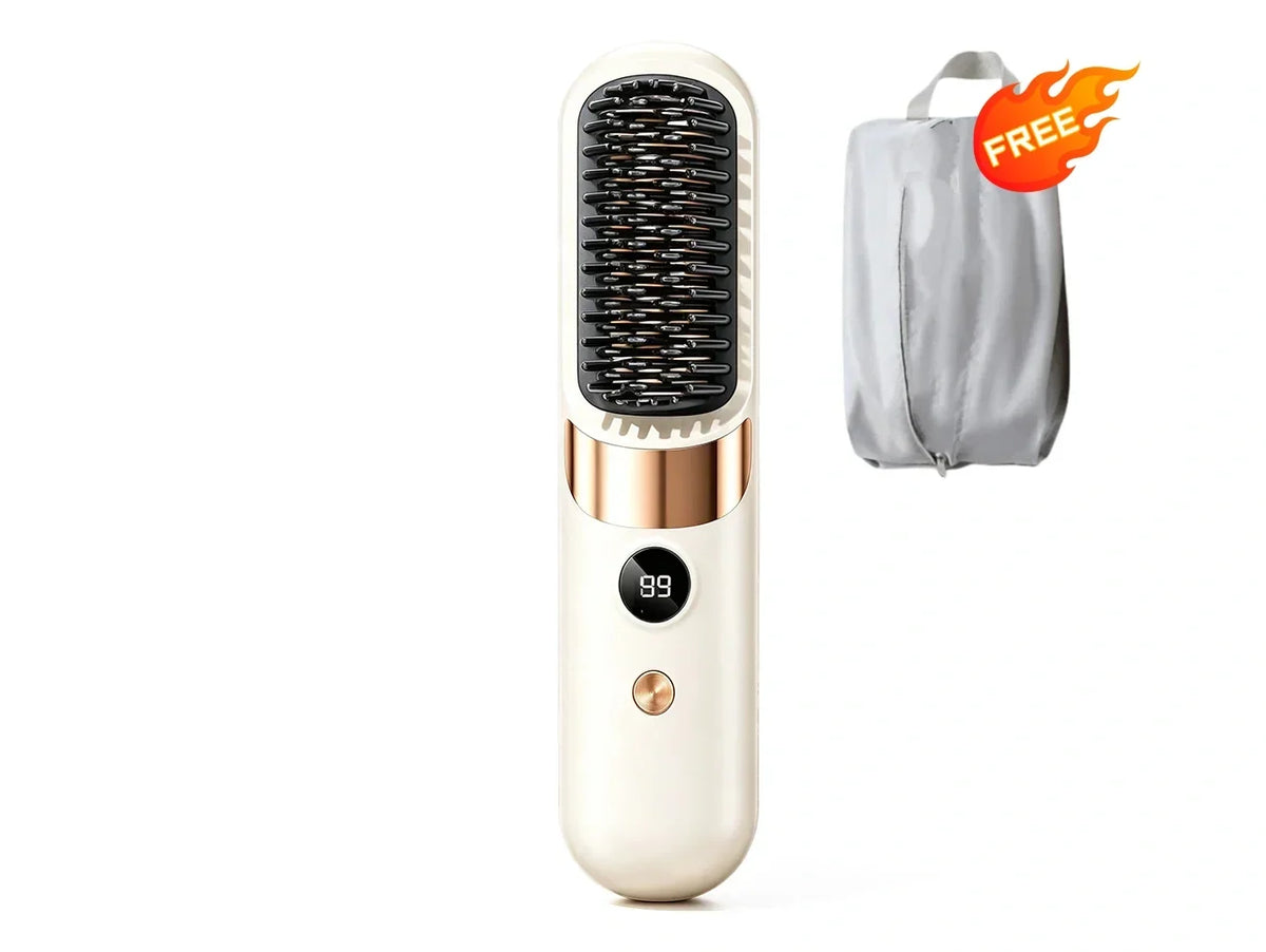 💇‍♀️ 3-in-1 Cordless Hair Straightening Brush – Straighten, Curl & Detangle Anywhere