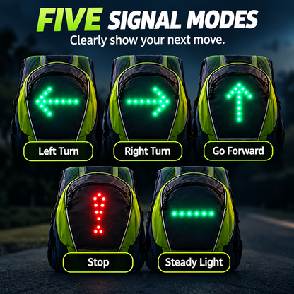 🚴 LED Turn Signal Cycling Backpack – Wireless Remote Control & Rear Safety Lights
