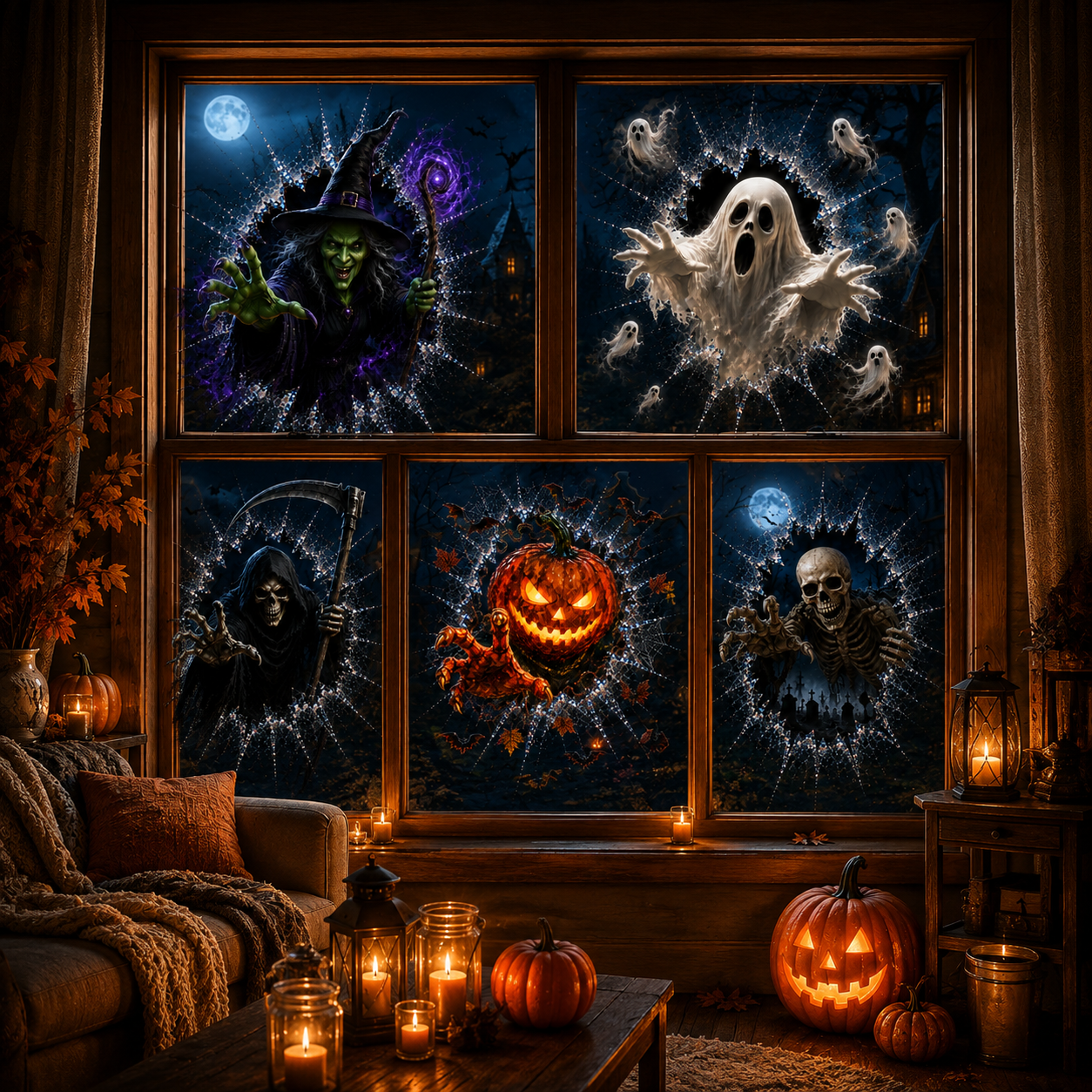 🎃 2026 Halloween Window Decals – 3D Crack Glass Spooky Decorations for a Haunted Halloween Scene
