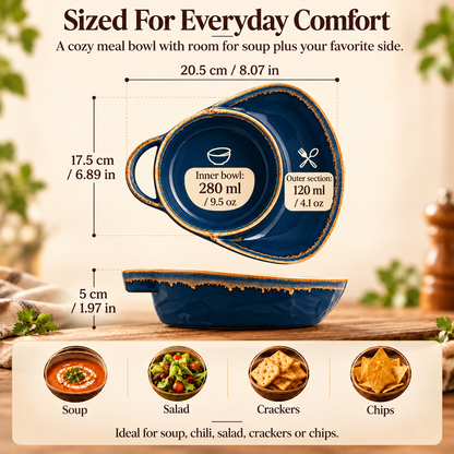 ✨ 2-in-1 Soup & Side Bowl – Cozy Meal Serving Set with Handle🥣