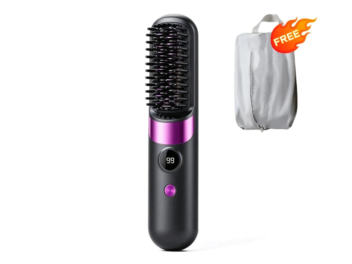 💇‍♀️ 3-in-1 Cordless Hair Straightening Brush – Straighten, Curl & Detangle Anywhere