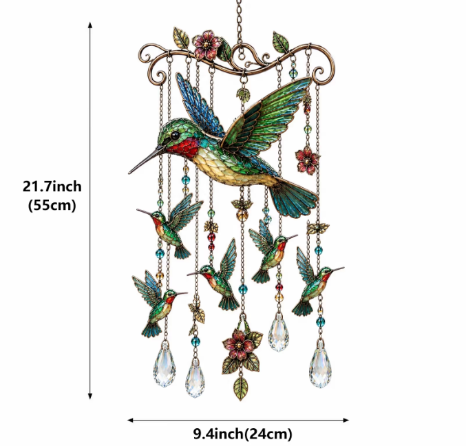49% OFF - 🐦 Graceful Hummingbird Wind Chime – Crystal Garden Suncatcher & Outdoor Hanging Decor
