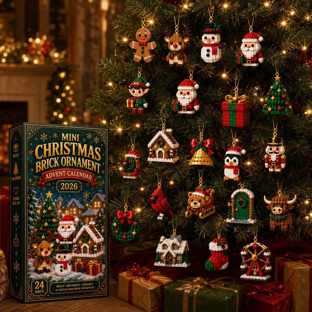 ⏳ Last day to save 49% – 🎄 24-Day Mini Christmas Ornament Advent Calendar | buildable designs with hanging loops 🧱